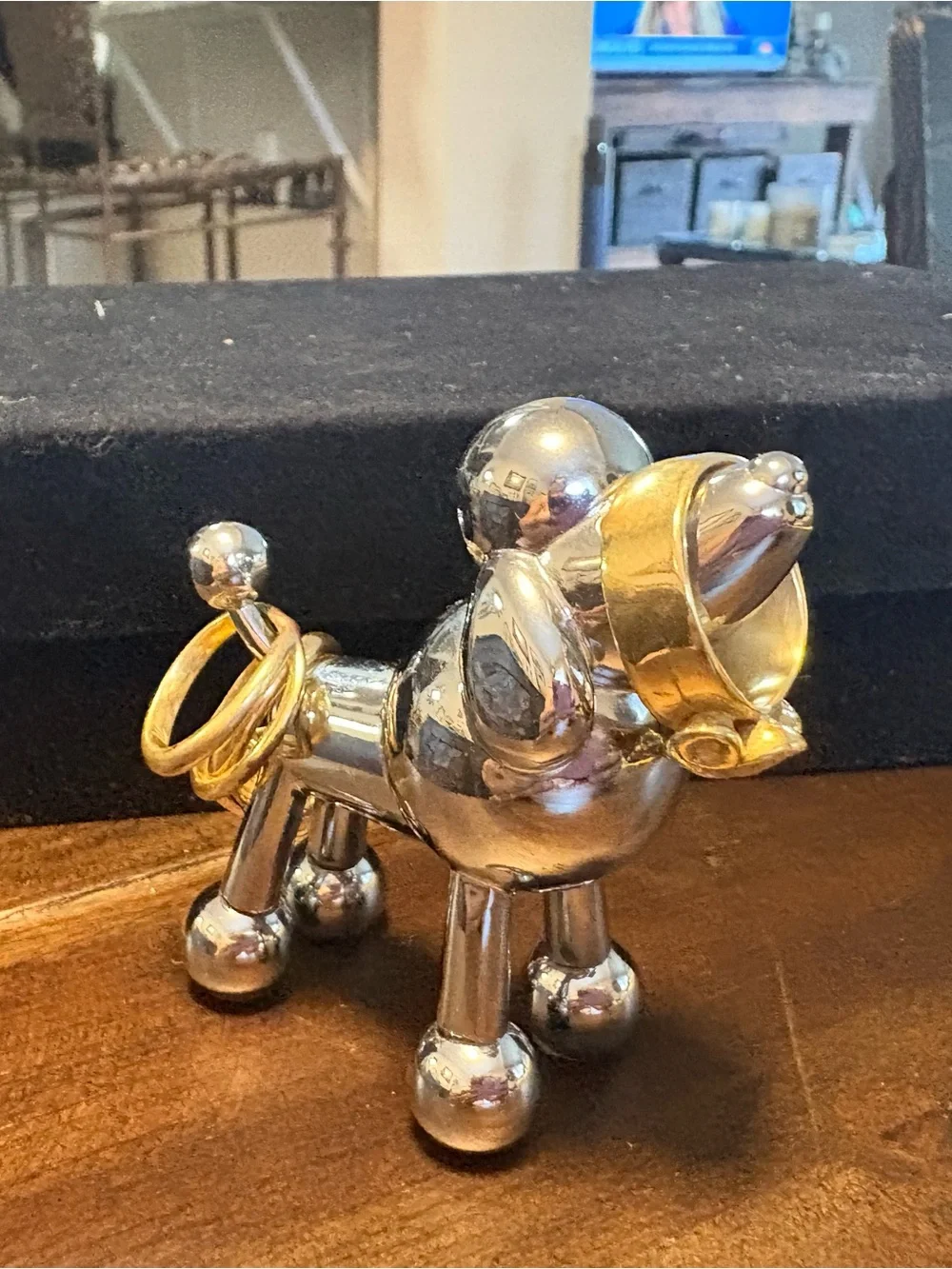 Adorable Silver Poodle Ring Holder